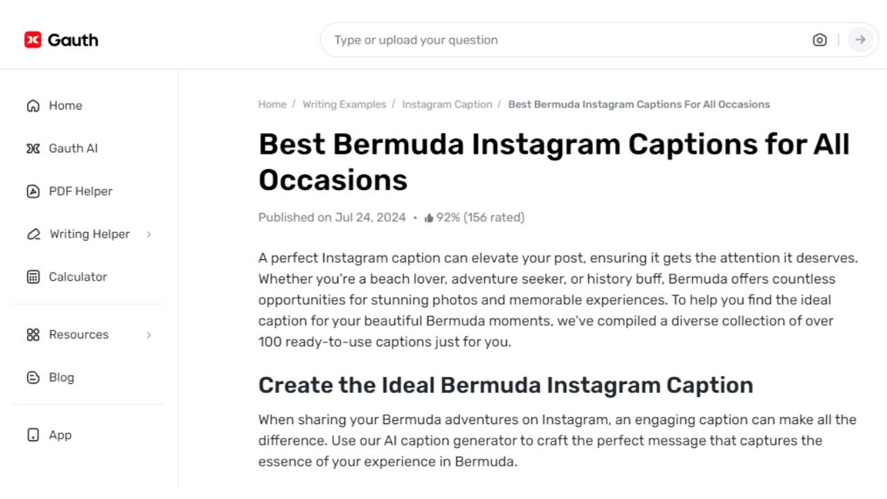 Looking for the Best Bermuda Captions? Here’s the Gauth App!